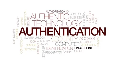 Authentication animated word cloud, text design animation. Kinetic typography. Stock Footage 80941287