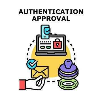 Authentication approval process managing digital and official verification Illustrazione stock