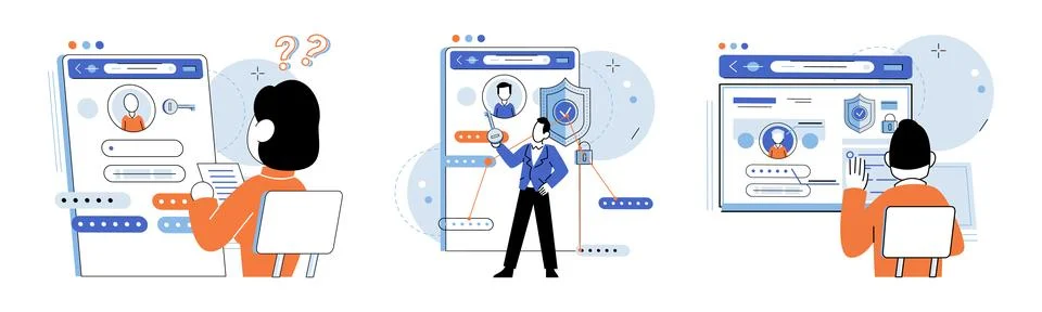 Authentication. The authentication metaphor compares process to proving ones Stock Illustration