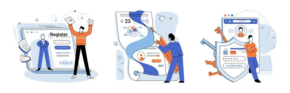 Authentication. Authorization determines level access granted to user Stock Illustration