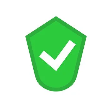 Authentication badge. Check mark and shield. Security. Vector. Stock Illustration