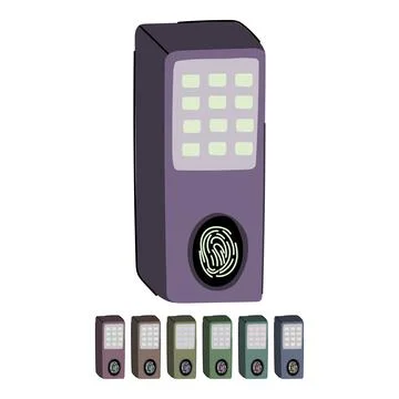 Authentication biometric security device vector cartoon graphic Stock Illustration