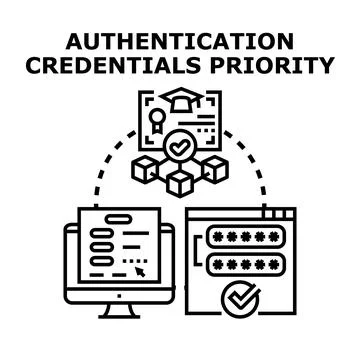 Authentication credentials priority concept vector illustration Stock Illustration