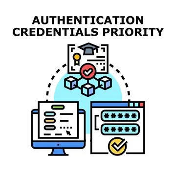 Authentication credentials priority concept vector illustration Stock Illustration