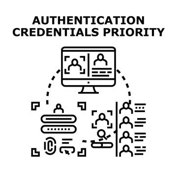 Authentication credentials priority with digital security concepts Stock Illustration