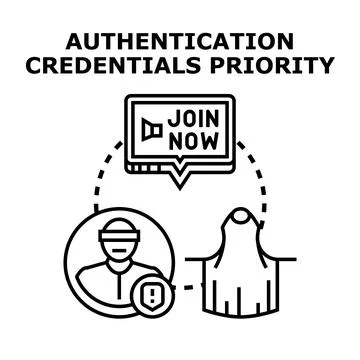Authentication credentials priority for user identity access Stock Illustration