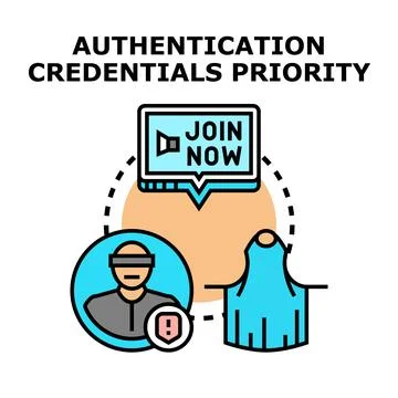 Authentication credentials priority for user identity access Stock Illustration