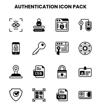 Authentication DuoTone Collection Icons Pack Stock Illustration