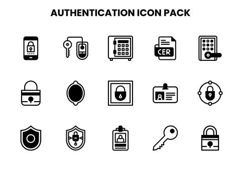 Authentication DuoTone Set Icons Pack Stock Illustration