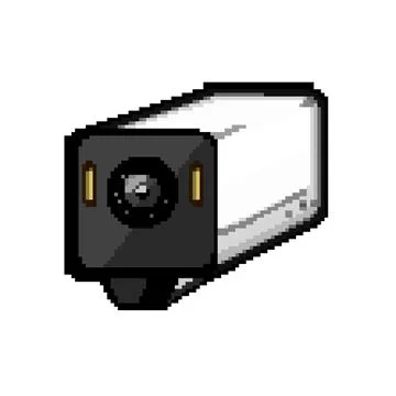 Authentication facial recognition camera pixel art vector illustration Stock Illustration