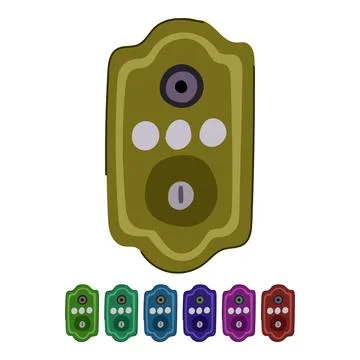 Authentication facial recognition lock vector cartoon graphic Stock Illustration