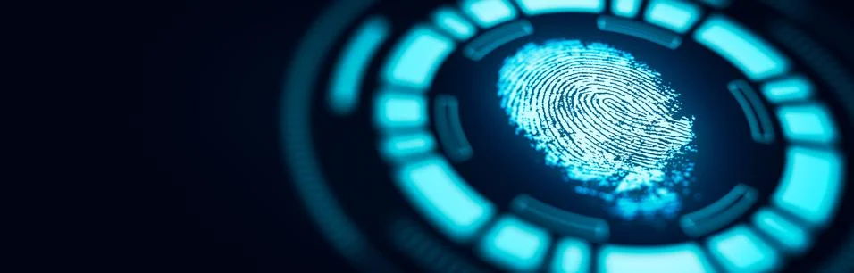 Authentication by Fingerprint recognition. Biometric. Security system. Stock Illustration