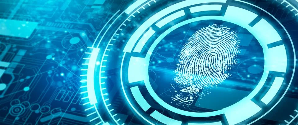 Authentication by Fingerprint recognition. Biometric. Security system. Stock Illustration