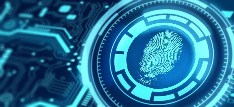 Authentication by Fingerprint recognition. Biometric. Security system. Stock Illustration