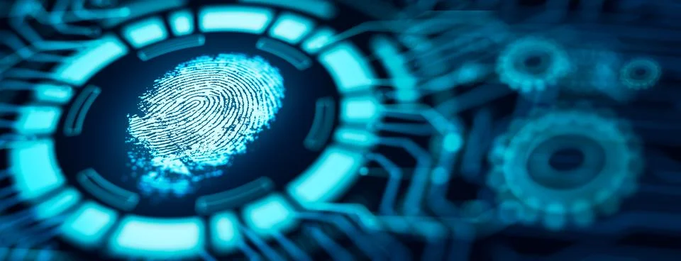Authentication by Fingerprint recognition. Biometric. Security system. Stock Illustration