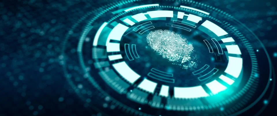 Authentication by Fingerprint recognition. Biometric. Security system. Stockillustratie