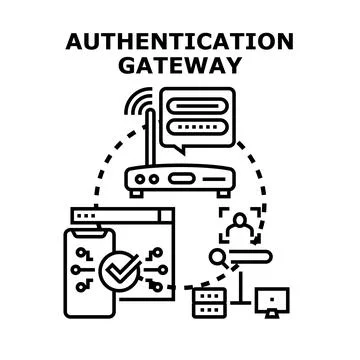 Authentication gateway access concept vector illustration Stock Illustration