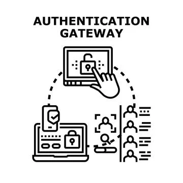 Authentication gateway for secure digital access management Stock Illustration