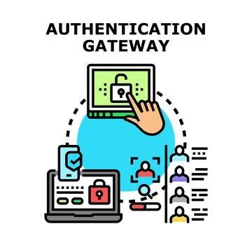 Authentication gateway for secure digital access management Stock Illustration