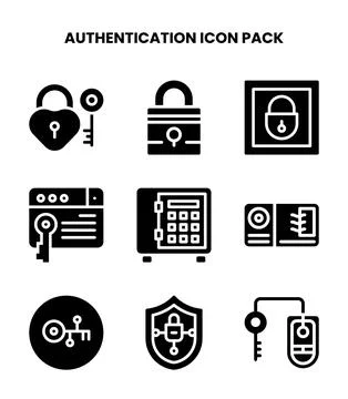 Authentication Glyph Collection Icons Pack 스톡 일러스트