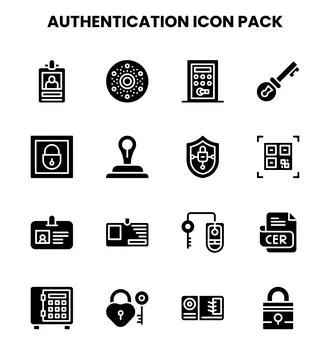 Authentication Glyph Set Icons Pack Stock Illustration