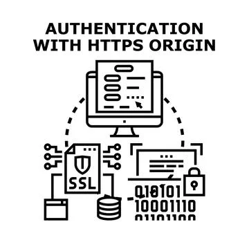 Authentication with https origin and data security 스톡 일러스트