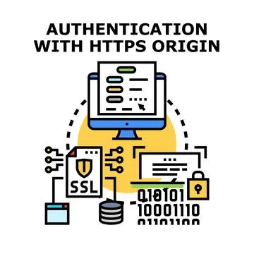 Authentication with https origin and data security Stock Illustration