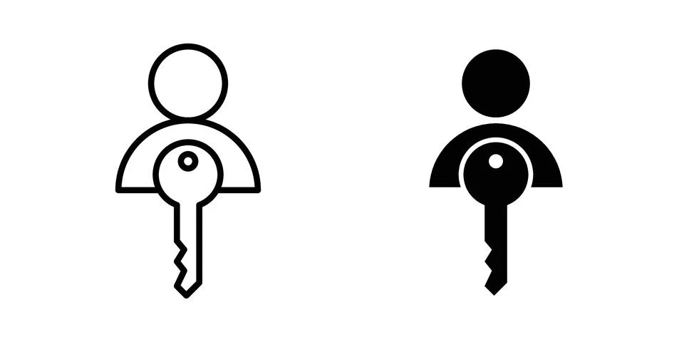 Authentication icon linear versions pack on white background Stock Illustration