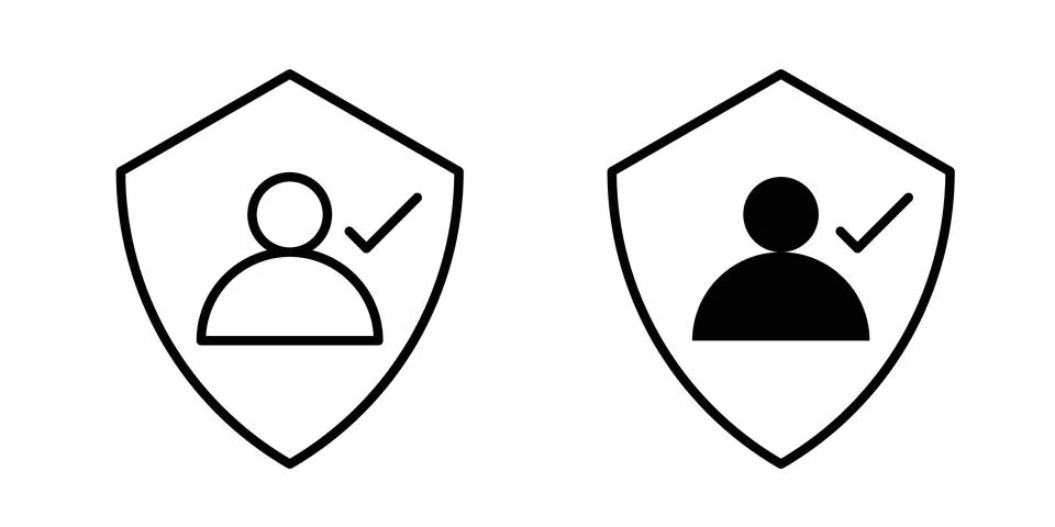 Authentication icon logo. Outline style icons with flat versions 스톡 일러스트