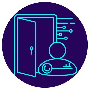 Authentication Icon. Minimalistic neon outline Stock Illustration