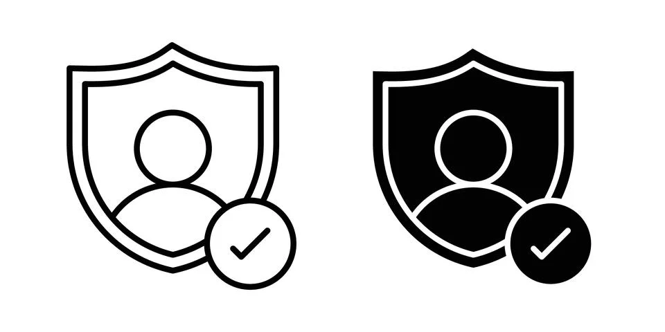 Authentication icon thin line and clipart style vector set Illustrazione stock