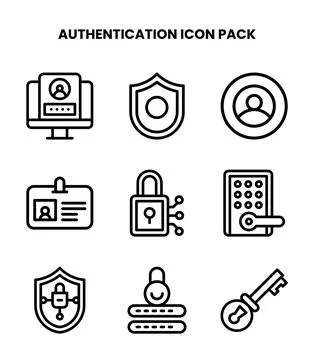 Authentication Line Graphics Icons Pack Stockillustratie