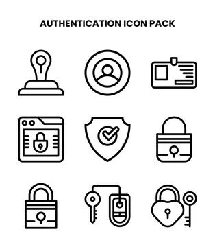 Authentication Line Scalable Icons Pack Stock Illustration
