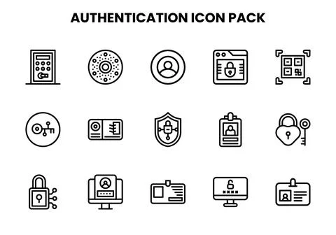 Authentication Line Scalable Icons Pack Illustrazione stock