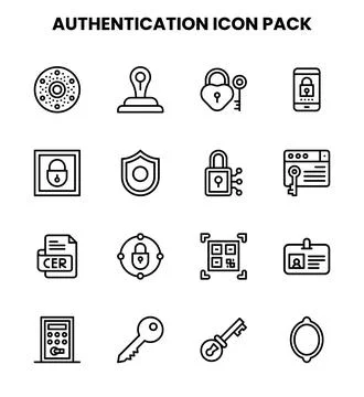 Authentication Line Set Icons Pack 스톡 일러스트