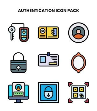 Authentication Lineal Color Graphics Icons Pack Stock Illustration