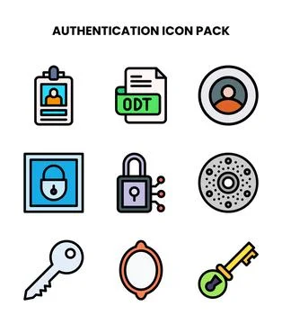 Authentication Lineal Color Set Icons Pack Stock Illustration