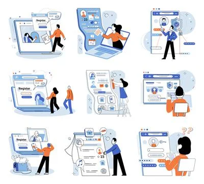 Authentication. Privacy measures should be implemented to safeguard user Illustrazione stock