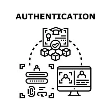 Authentication process securing digital identity access Stock Illustration