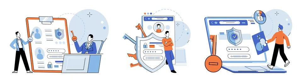 Authentication. Protecting user identity is key aspect maintaining privacy 스톡 일러스트