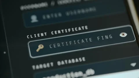 Authentication requirement for a Client Certificate and a Certificate Stock Footage 332469896