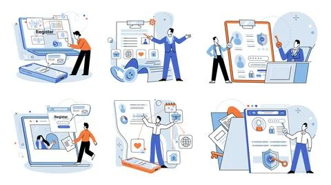 Authentication. A robust security system is essential for protecting user data Stock Illustration