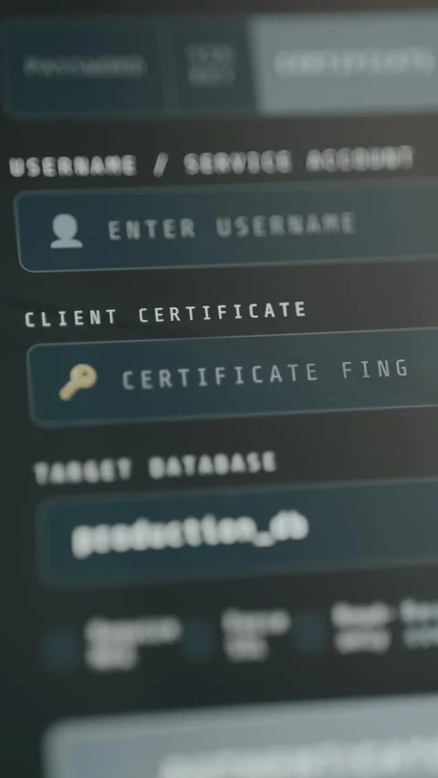 Authentication screen prompting for client certificate and fingerprint Stock Footage 332470809
