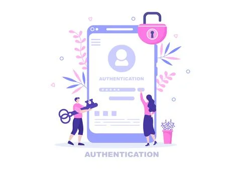 Authentication Security Vector Illustration Via Phone Or Computer For Code Me Stock Illustration