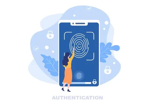 Authentication Security Vector Illustration Via Phone Or Computer For Code Me 스톡 일러스트