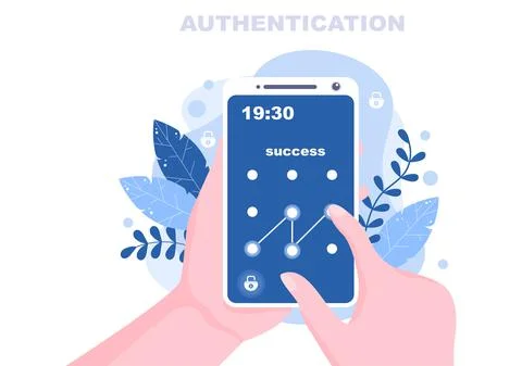 Authentication Security Vector Illustration Via Phone Or Computer For Code Me Stockillustratie