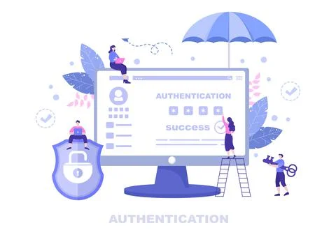 Authentication Security Vector Illustration Via Phone Or Computer For Code Me Stock Illustration