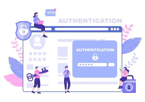 Authentication Security Vector Illustration Via Phone Or Computer For Code Me Stockillustratie