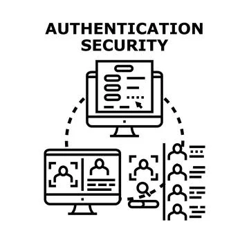 Authentication security verifying digital user identity access Stock Illustration