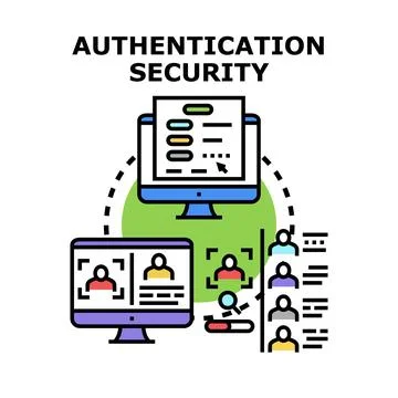 Authentication security verifying digital user identity access Illustrazione stock